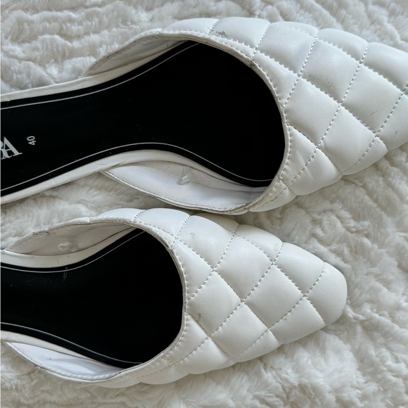 Zara White Quilted Mules - Picture 2 of 7